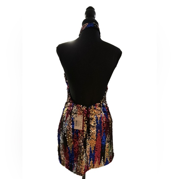 Multi Colour Sequin Halter Dress - Picture 2 of 5